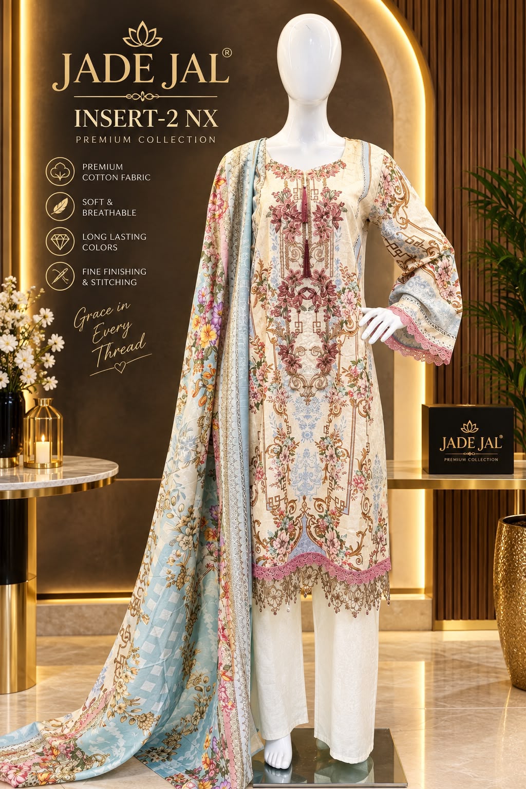 Jade Jal Insert 2 Nx Deepsy Cotton Pakistani Readymade Suits Exporter India