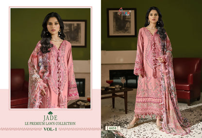 Jade Le Vol 1 Premium Lawn Collection Shree Fabs Cotton Pakistani Salwar Suits Manufacturer Gujarat