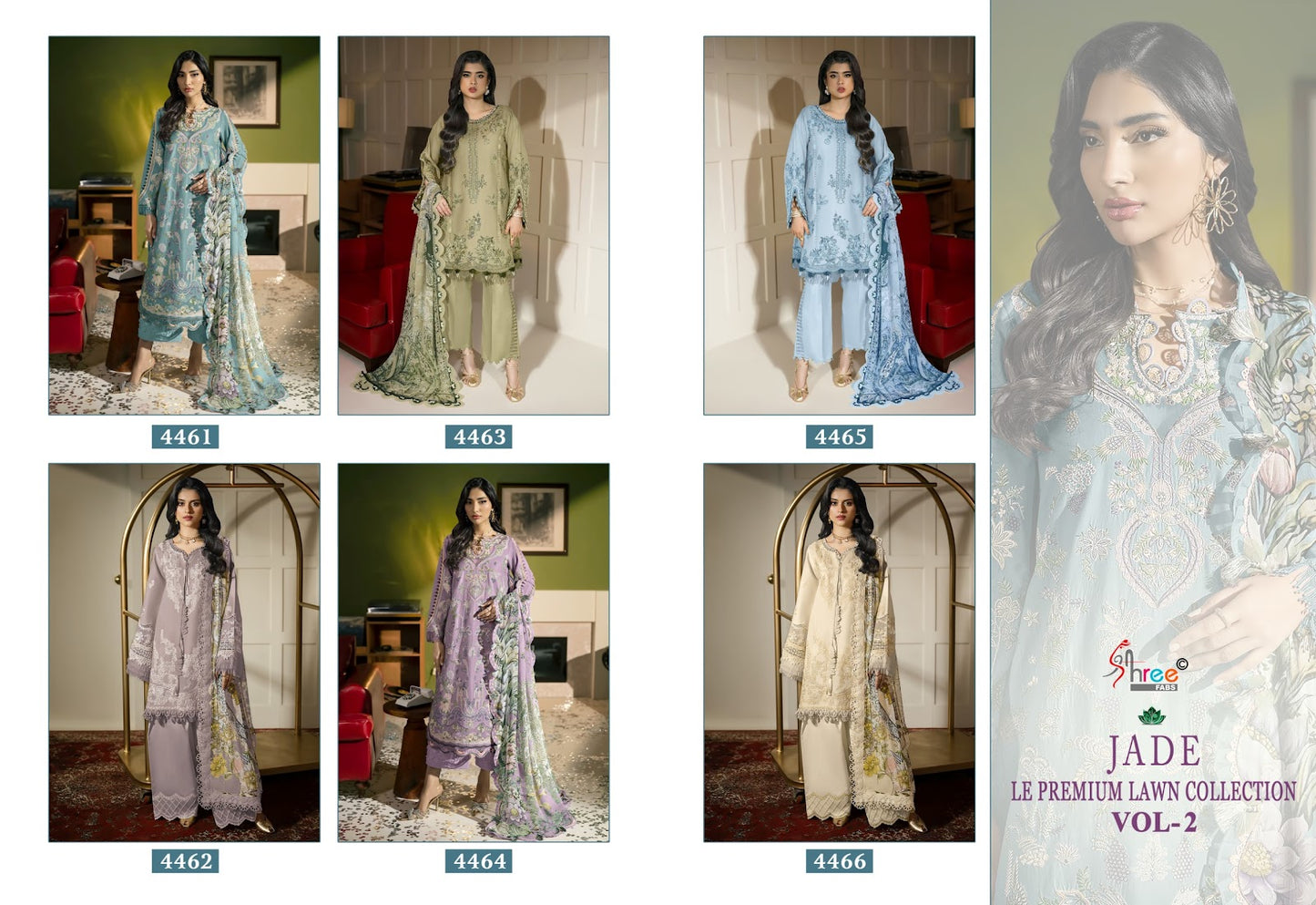 Jade Le Vol 2 Premium Lawn Collection Shree Fabs Cotton Pakistani Salwar Suits Exporter India