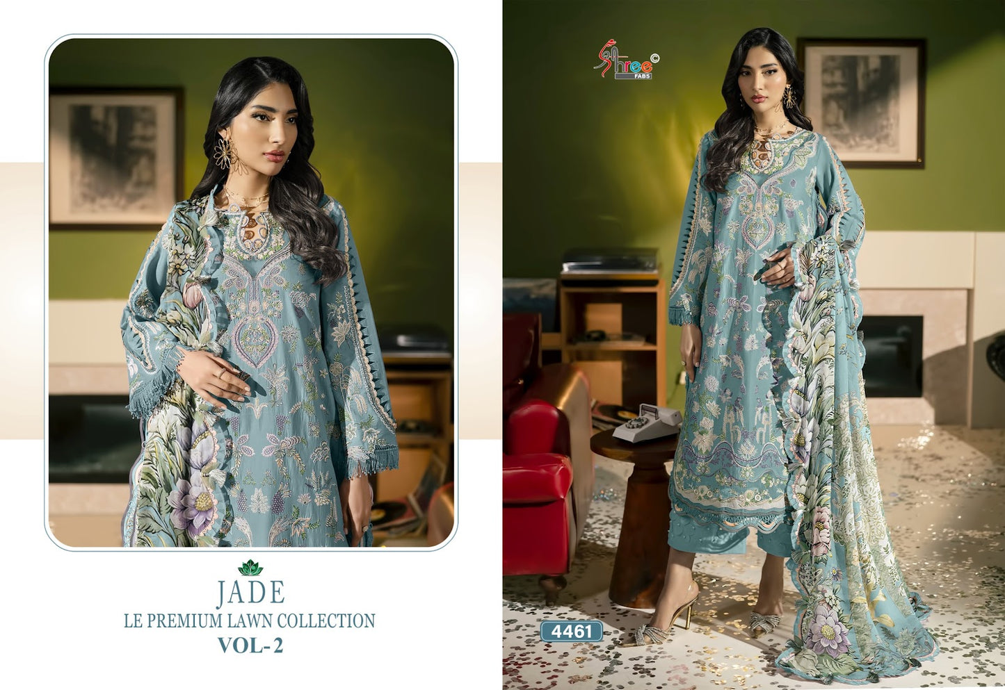 Jade Le Vol 2 Premium Lawn Collection Shree Fabs Cotton Pakistani Salwar Suits Exporter India