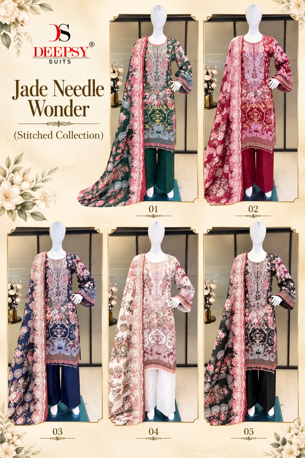 Jade Needle Wonder Deepsy Cotton Pakistani Readymade Suits Exporter Ahmedabad