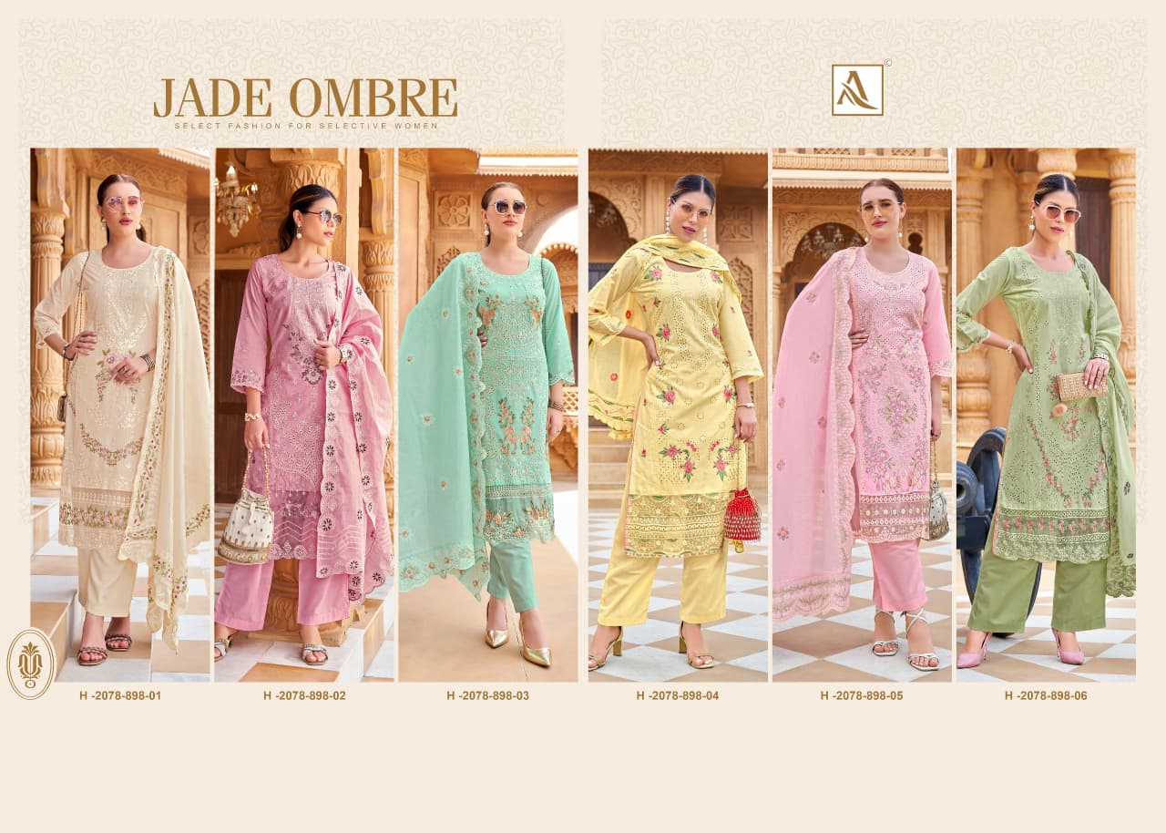 Jade Ombre Alok Cambric Karachi Salwar Suits Supplier India
