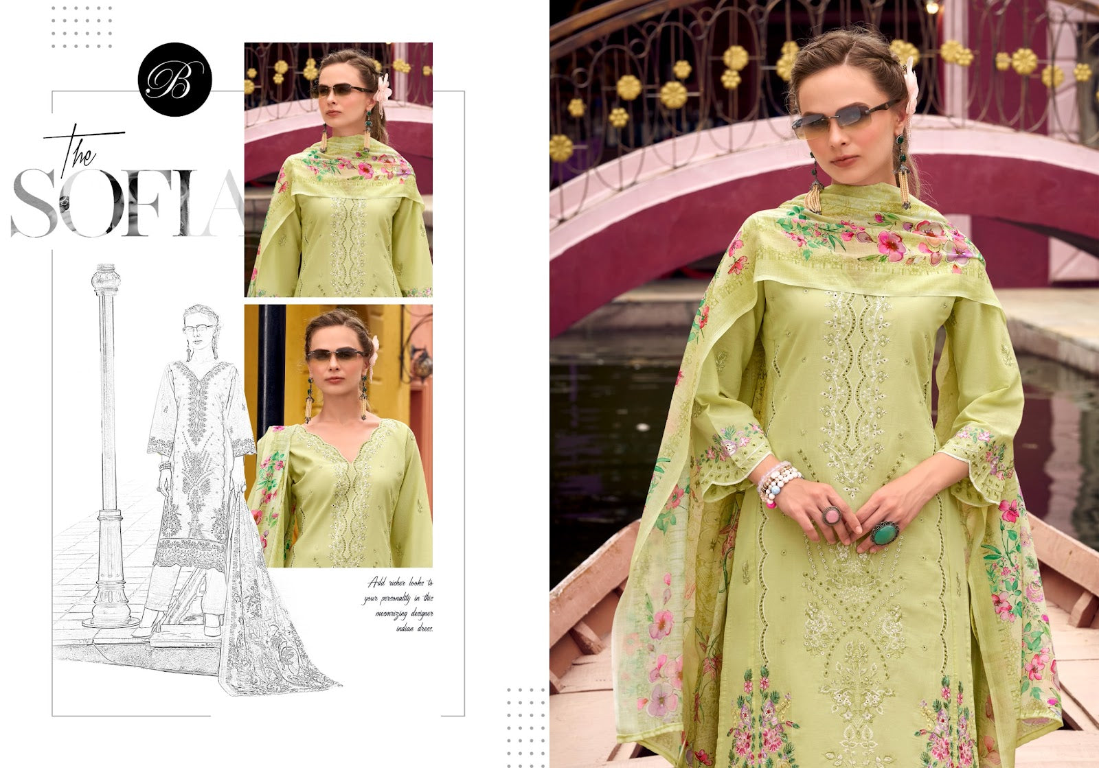 Jade Ombre Belliza Designer Studio Cotton Lawn Karachi Salwar Suits Exporter India