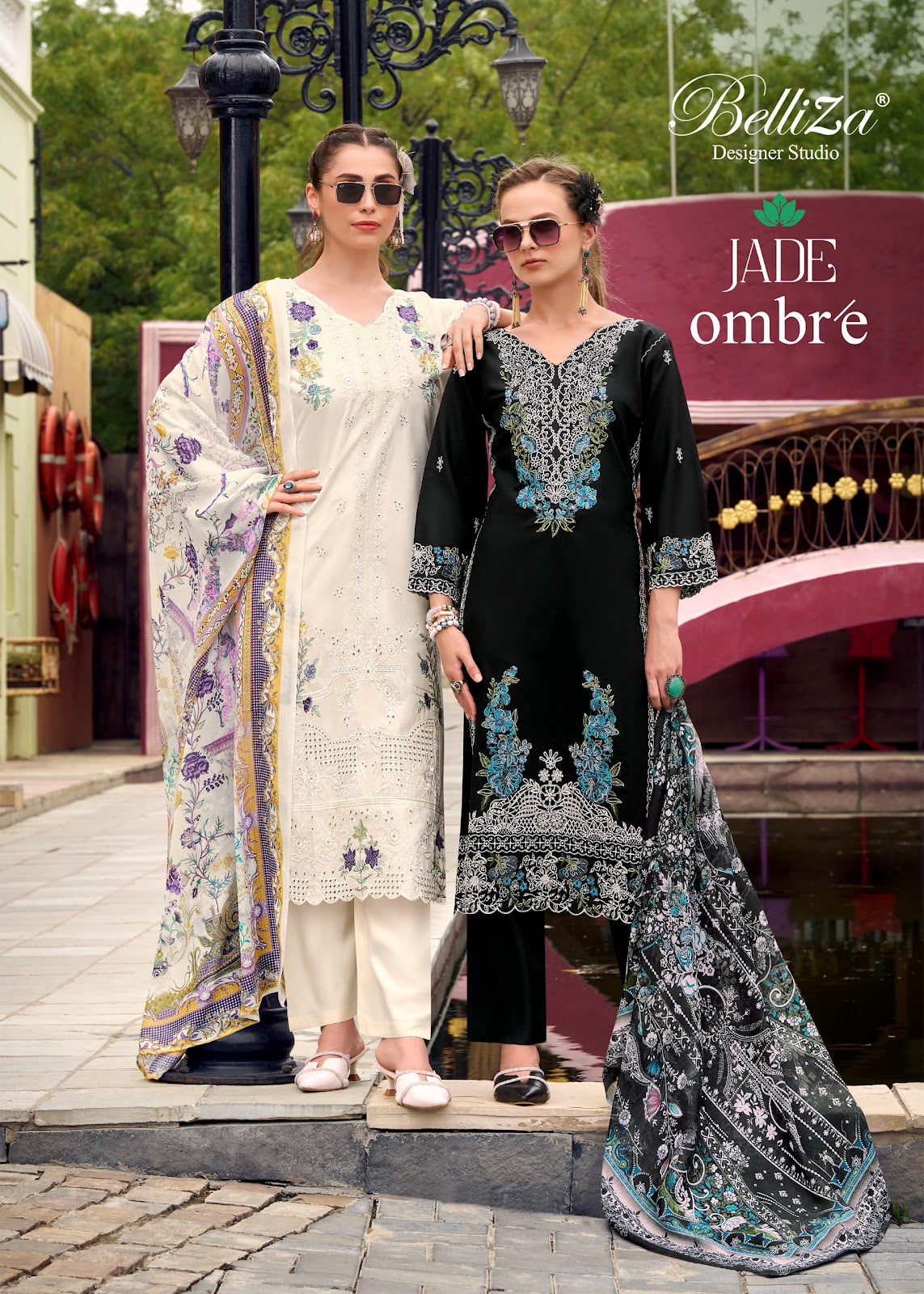 Jade Ombre Belliza Designer Studio Cotton Lawn Karachi Salwar Suits Exporter India