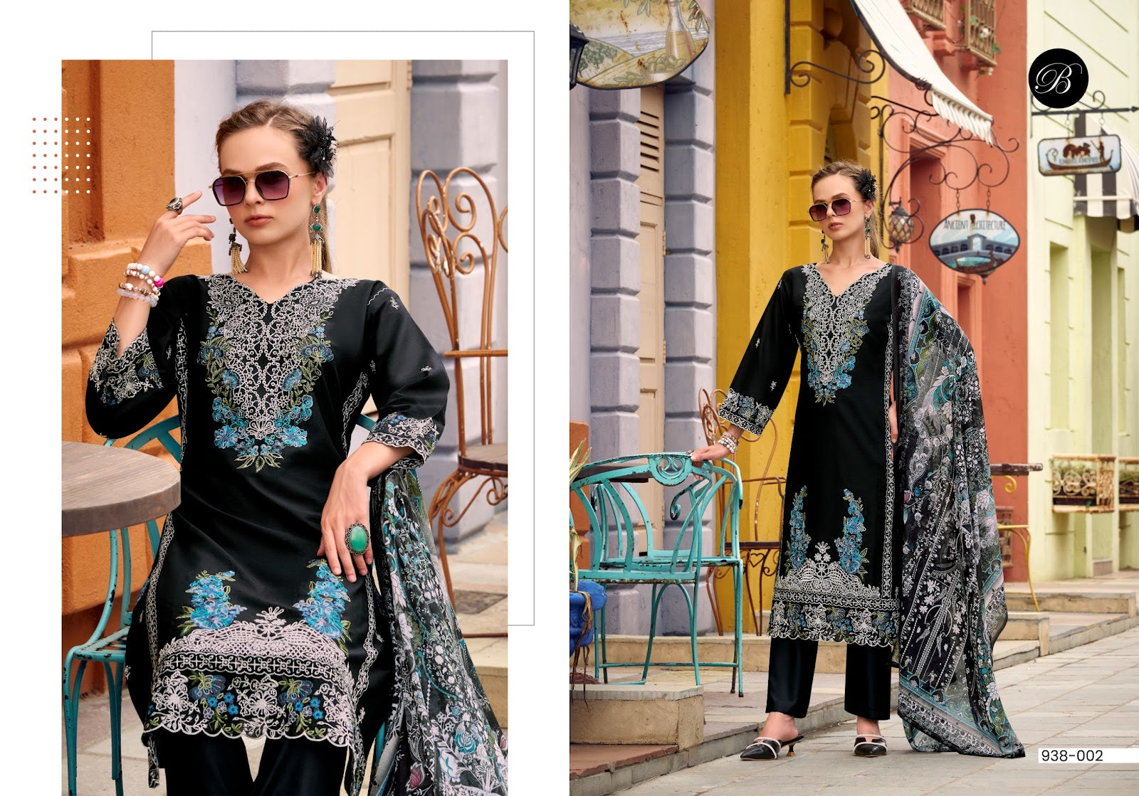 Jade Ombre Belliza Designer Studio Cotton Lawn Karachi Salwar Suits Exporter India