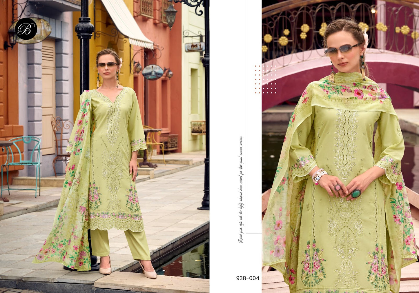 Jade Ombre Belliza Designer Studio Cotton Lawn Karachi Salwar Suits Exporter India