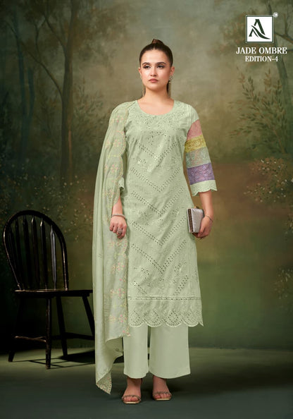 Jade Ombre Edition 4 Alok Cambric Lawn Karachi Salwar Suits Manufacturer India