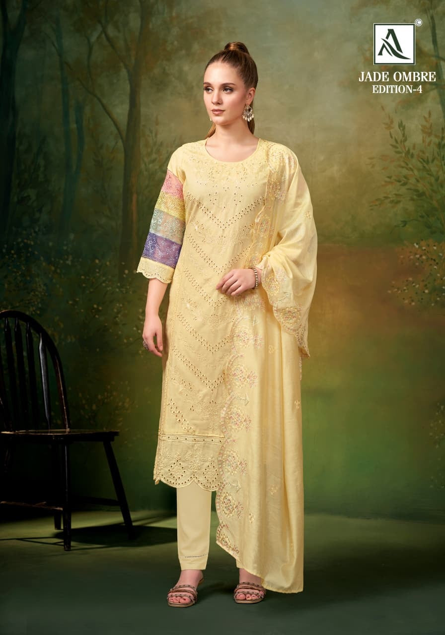 Jade Ombre Edition 4 Alok Cambric Lawn Karachi Salwar Suits Manufacturer India