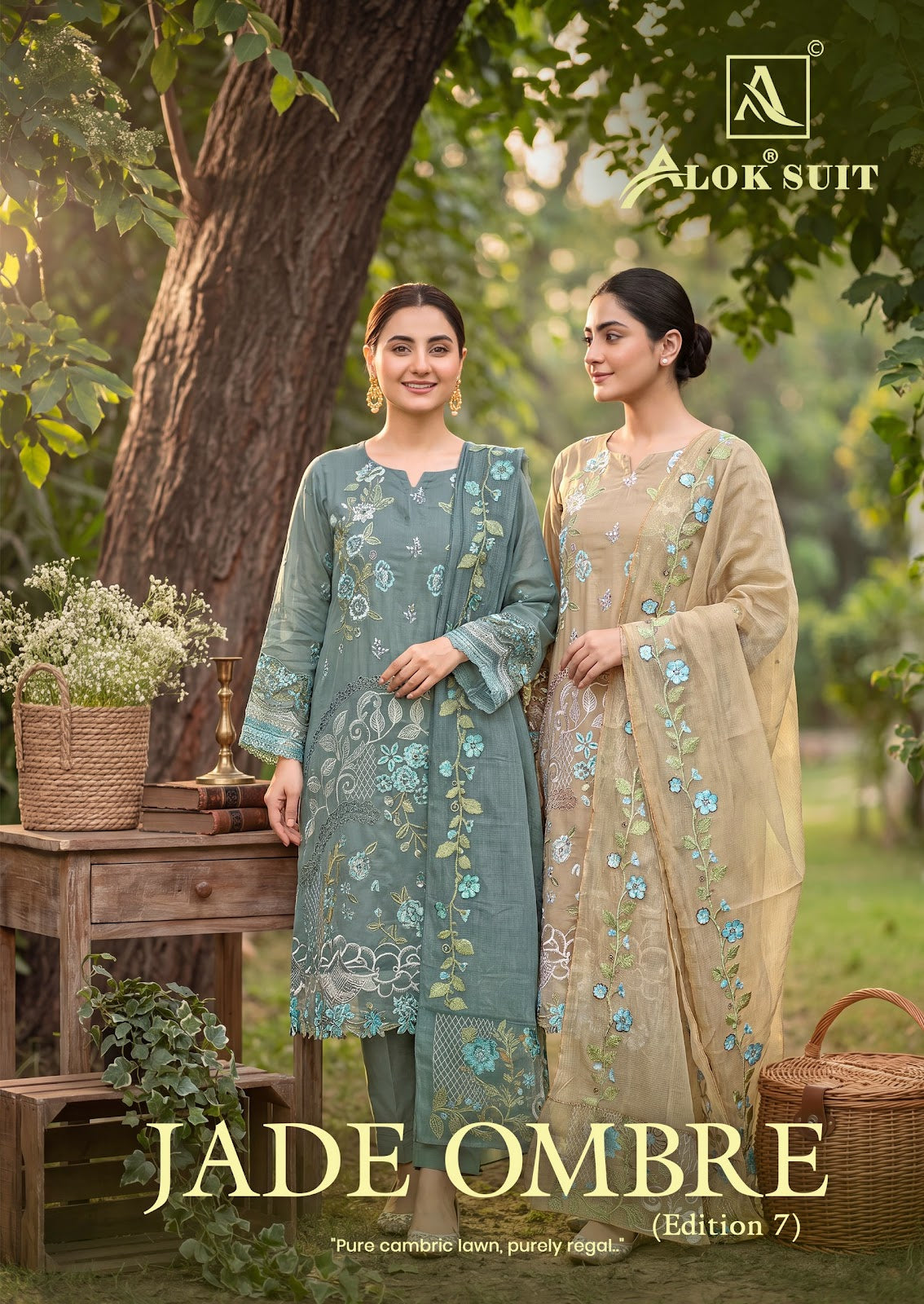 Jade Ombre Edition 7 Alok Cambric Lawn Karachi Salwar Suits Manufacturer Gujarat