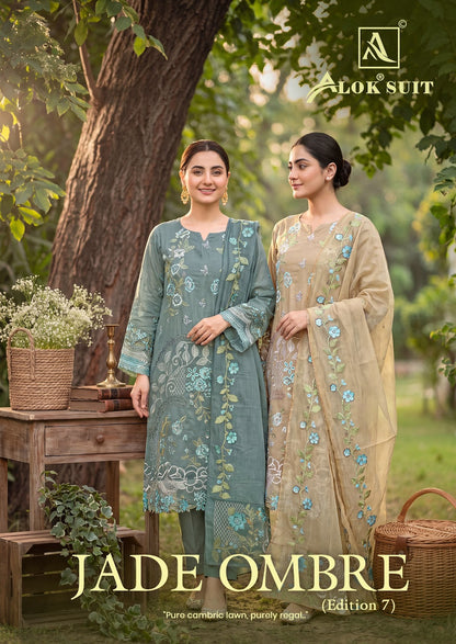 Jade Ombre Edition 7 Alok Cambric Lawn Karachi Salwar Suits Manufacturer Gujarat