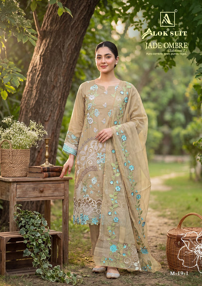 Jade Ombre Edition 7 Alok Cambric Lawn Karachi Salwar Suits Manufacturer Gujarat