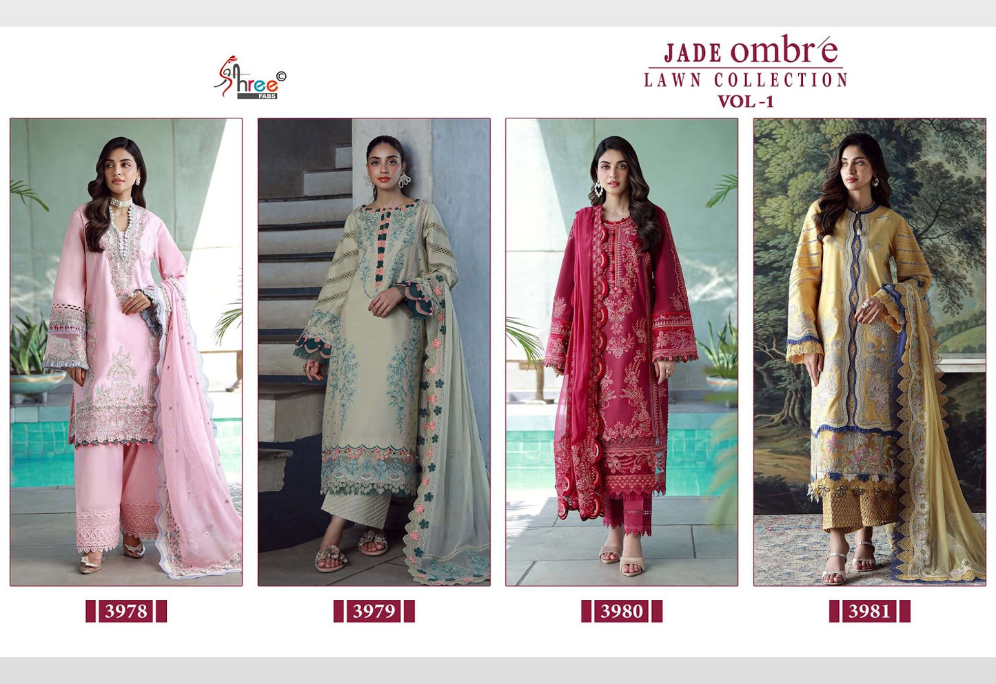 Jade Ombre Lawn Collection Vol 1 Shree Fabs Pure Cotton Pakistani Salwar Suits Wholesale Price