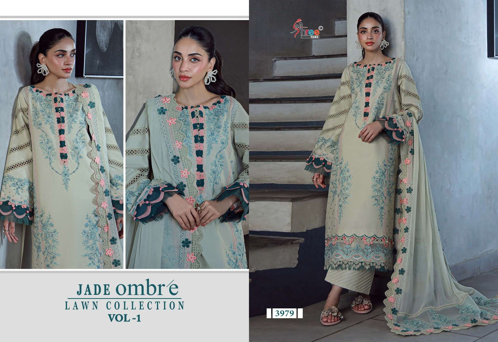 Jade Ombre Lawn Collection Vol 1 Shree Fabs Pure Cotton Pakistani Salwar Suits Wholesale Price