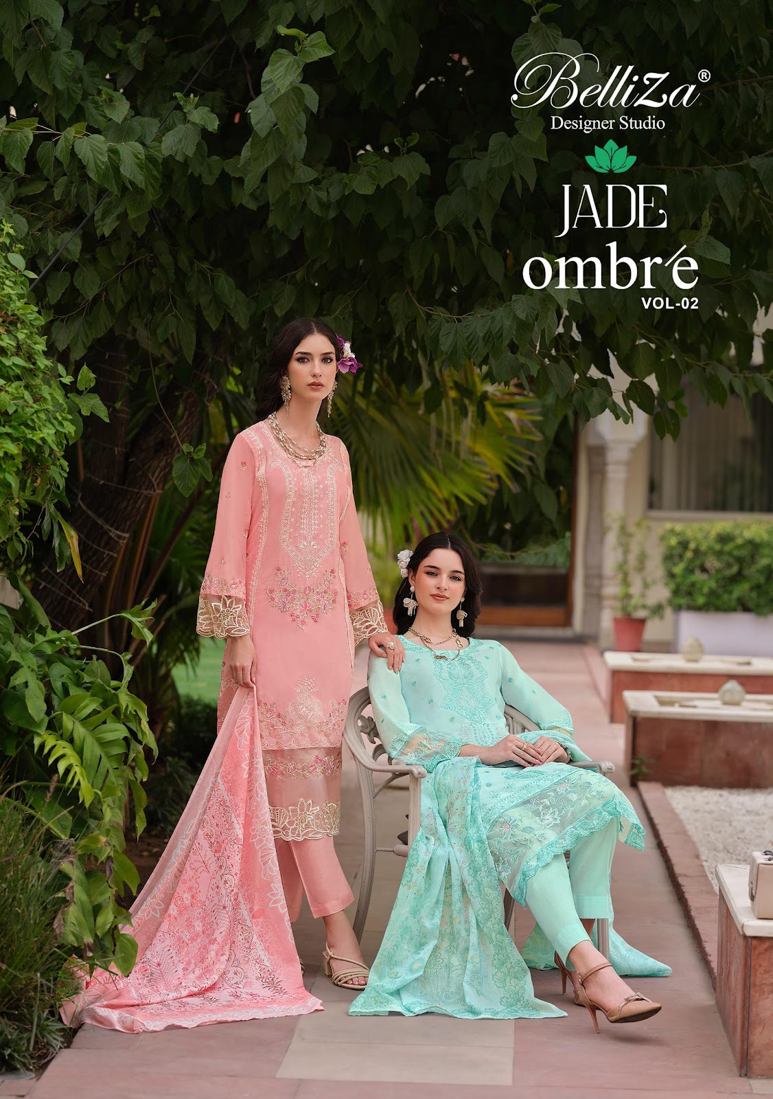 Jade Ombre Vol 2 Belliza Designer Studio Cotton Lawn Karachi Salwar Suits Supplier