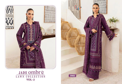 Jade Ombre Vol 2 Lawn Collection Shree Fabs Cotton Pakistani Patch Work Suits Wholesale