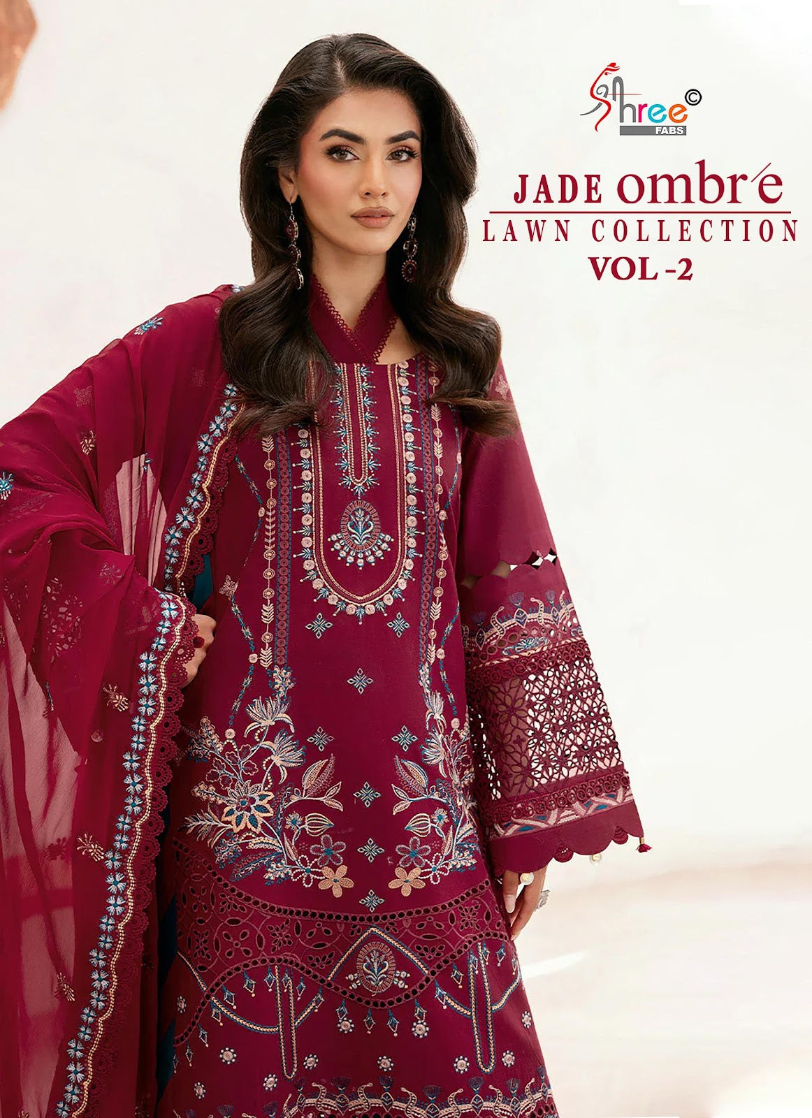 Jade Ombre Vol 2 Lawn Collection Shree Fabs Cotton Pakistani Patch Work Suits Wholesale