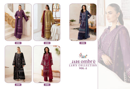 Jade Ombre Vol 2 Lawn Collection Shree Fabs Cotton Pakistani Patch Work Suits Wholesale