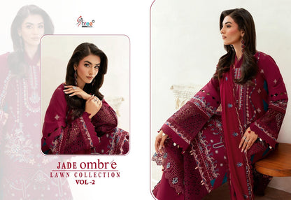 Jade Ombre Vol 2 Lawn Collection Shree Fabs Cotton Pakistani Patch Work Suits Wholesale