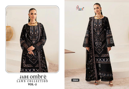 Jade Ombre Vol 2 Lawn Collection Shree Fabs Cotton Pakistani Patch Work Suits Wholesale