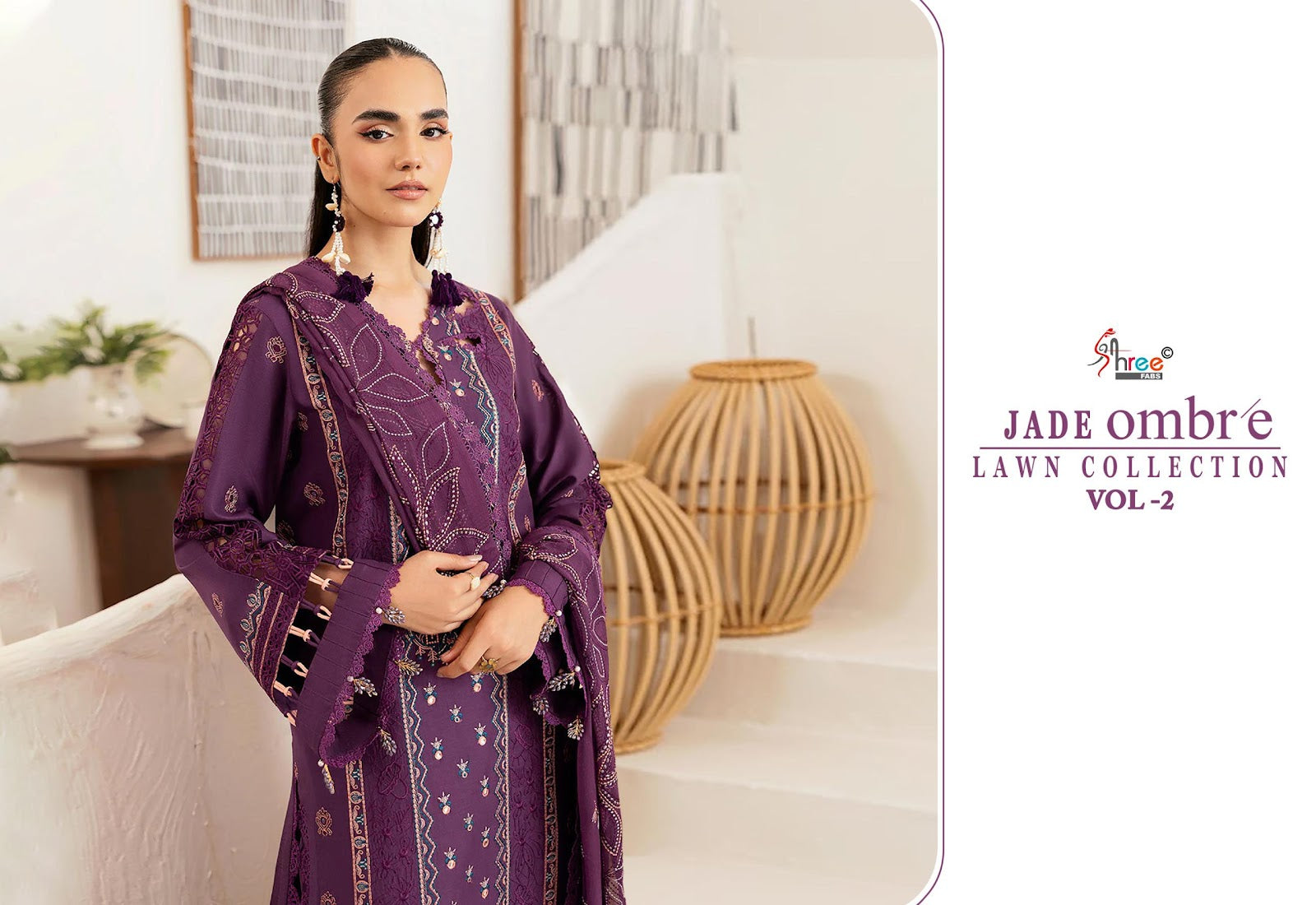 Jade Ombre Vol 2 Lawn Collection Shree Fabs Cotton Pakistani Patch Work Suits Wholesale