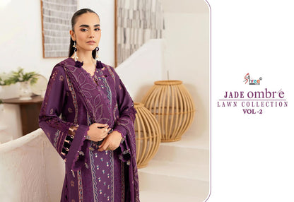 Jade Ombre Vol 2 Lawn Collection Shree Fabs Cotton Pakistani Patch Work Suits Wholesale