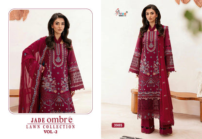 Jade Ombre Vol 2 Lawn Collection Shree Fabs Cotton Pakistani Patch Work Suits Wholesale