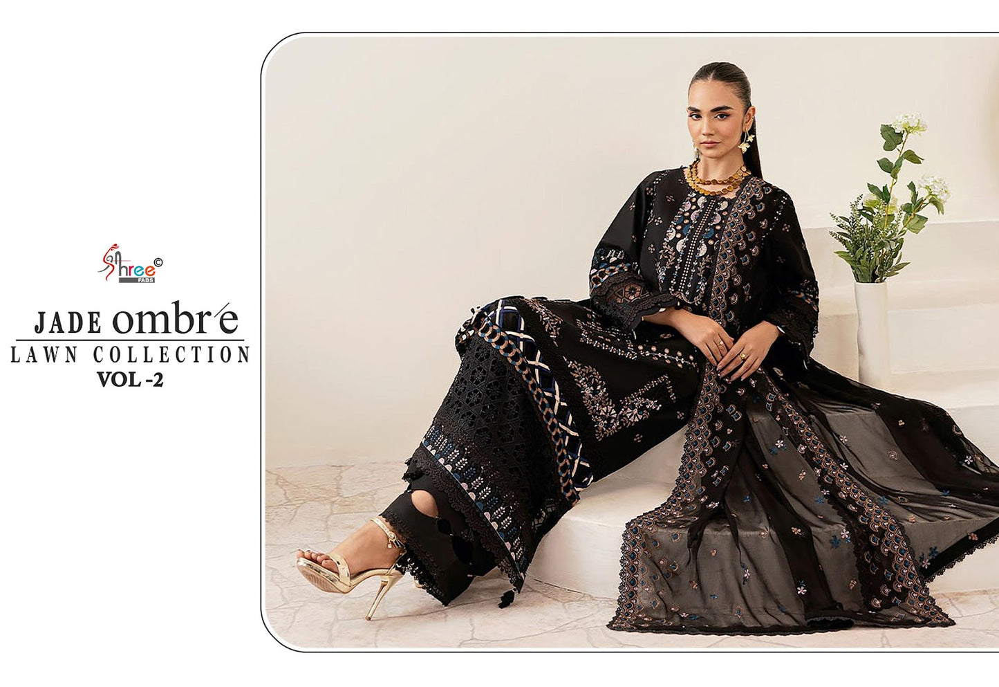 Jade Ombre Vol 2 Lawn Collection Shree Fabs Cotton Pakistani Patch Work Suits Wholesale