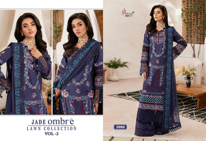 Jade Ombre Vol 2 Lawn Collection Shree Fabs Cotton Pakistani Patch Work Suits Wholesale