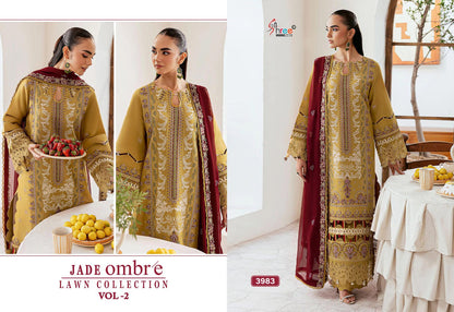 Jade Ombre Vol 2 Lawn Collection Shree Fabs Cotton Pakistani Patch Work Suits Wholesale