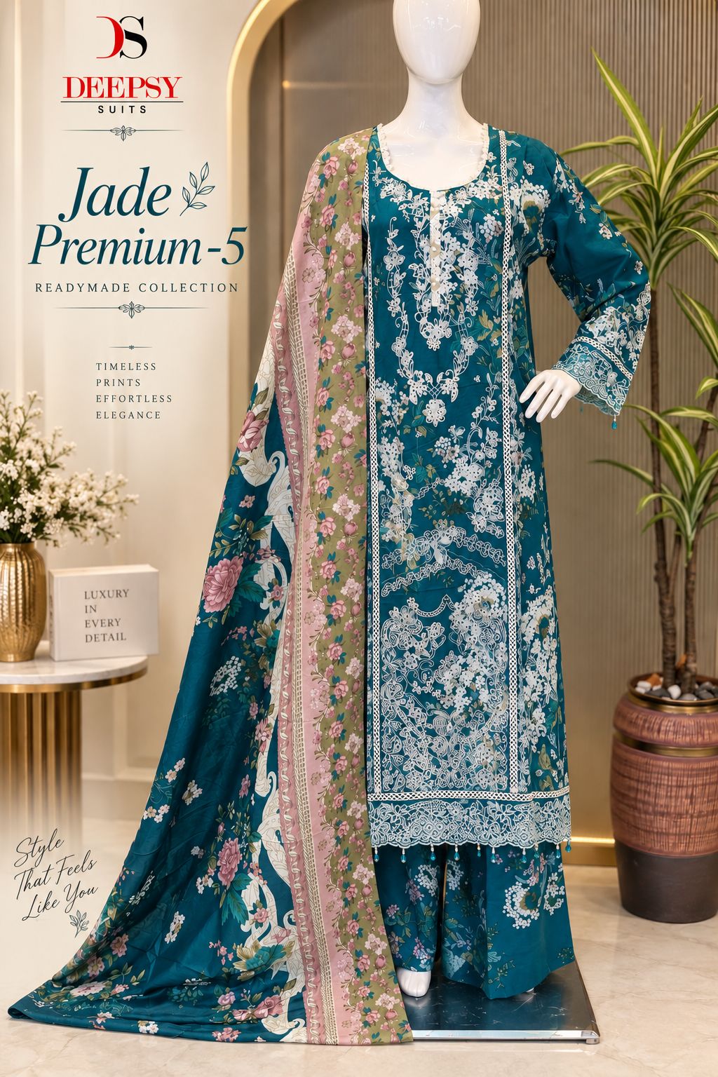 Jade Premium 5 Deepsy Lawn Pakistani Readymade Suits Manufacturer