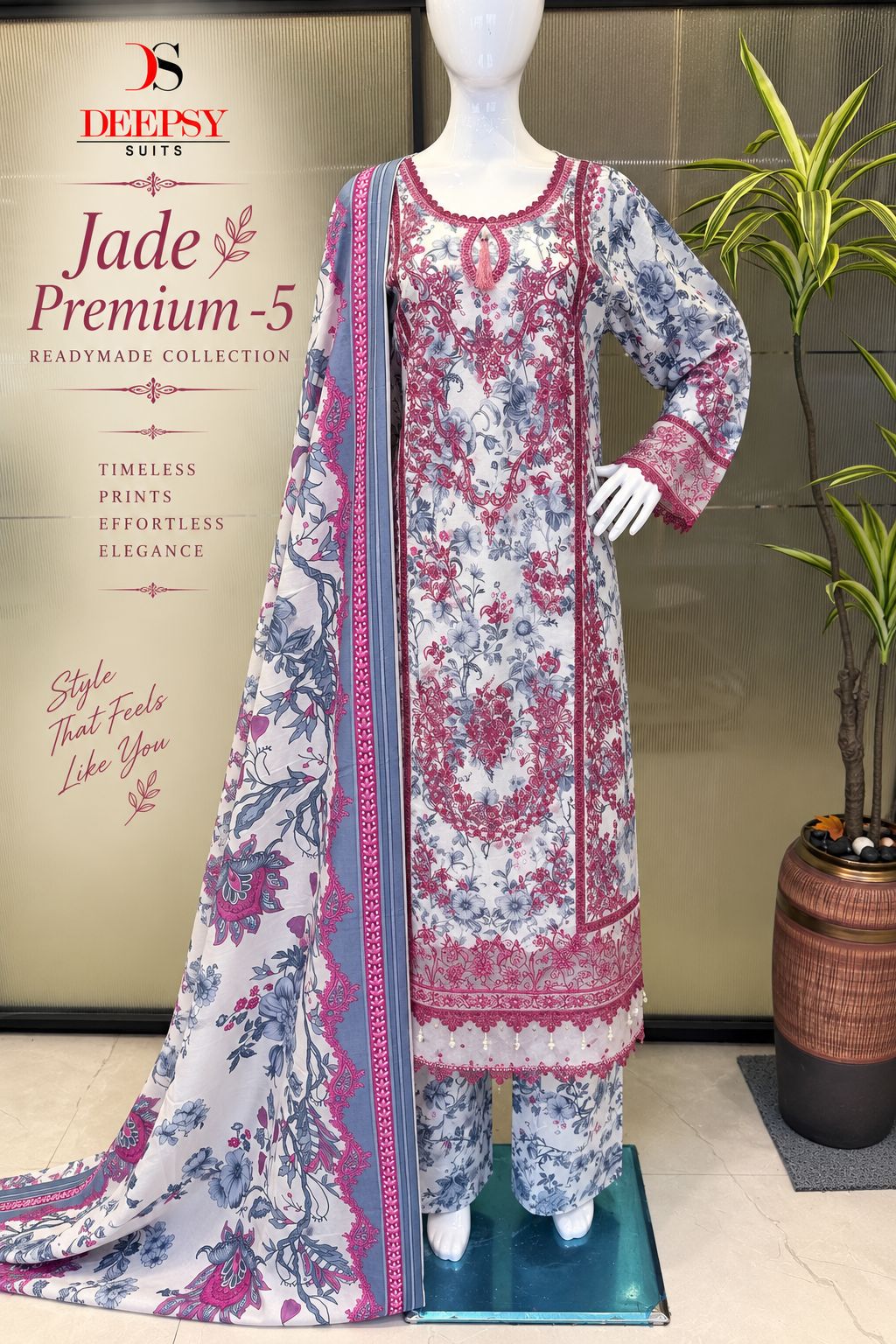 Jade Premium 5 Deepsy Lawn Pakistani Readymade Suits Manufacturer