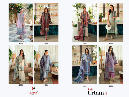 Jade Urban 9 Deepsy Cotton Pakistani Patch Work Suits Manufacturer Gujarat