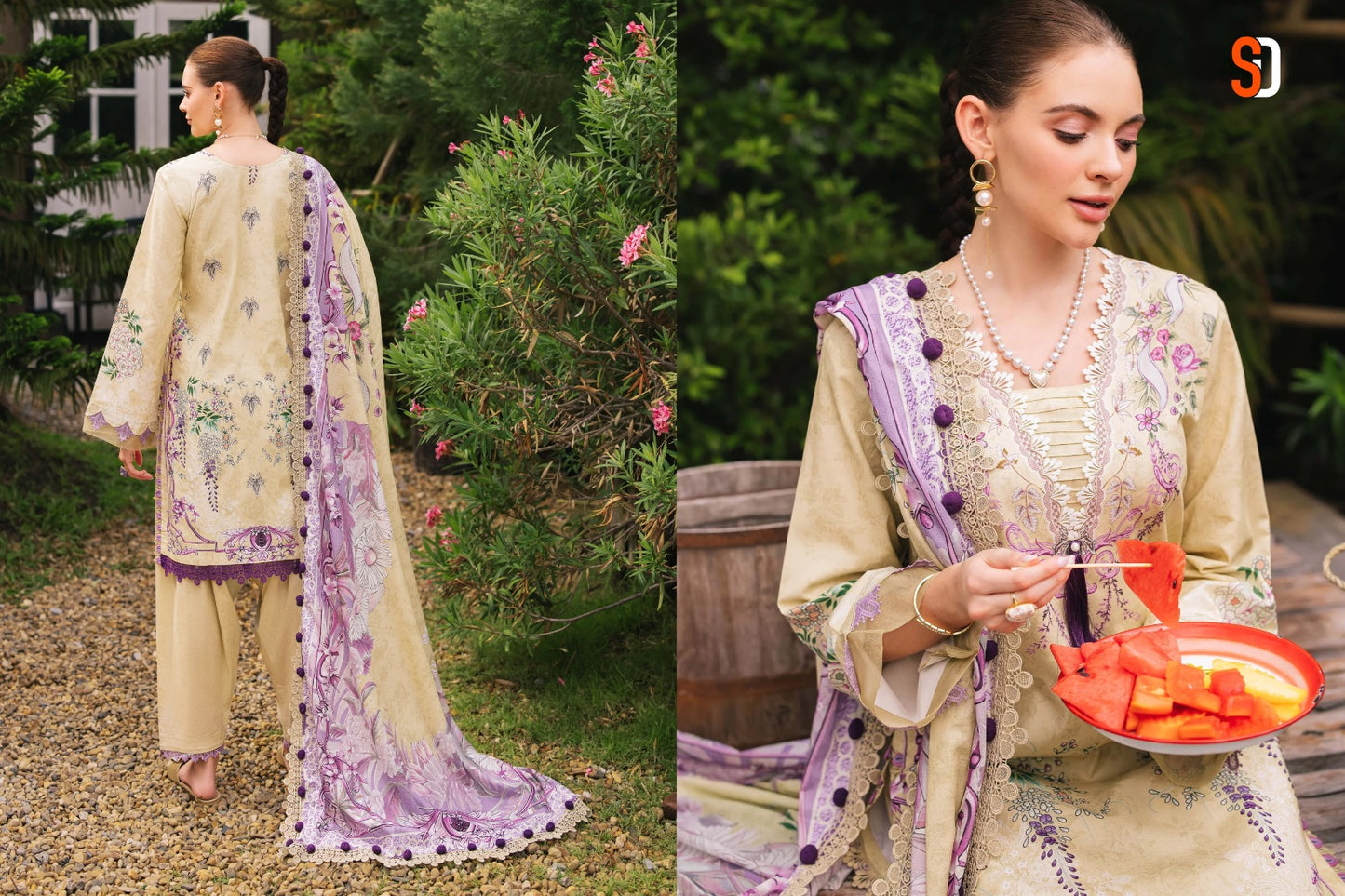 Jade Urbane Vol 1 Lawn Collection Shraddha Designer Cotton Pakistani Patch Work Suits Supplier Ahmedabad