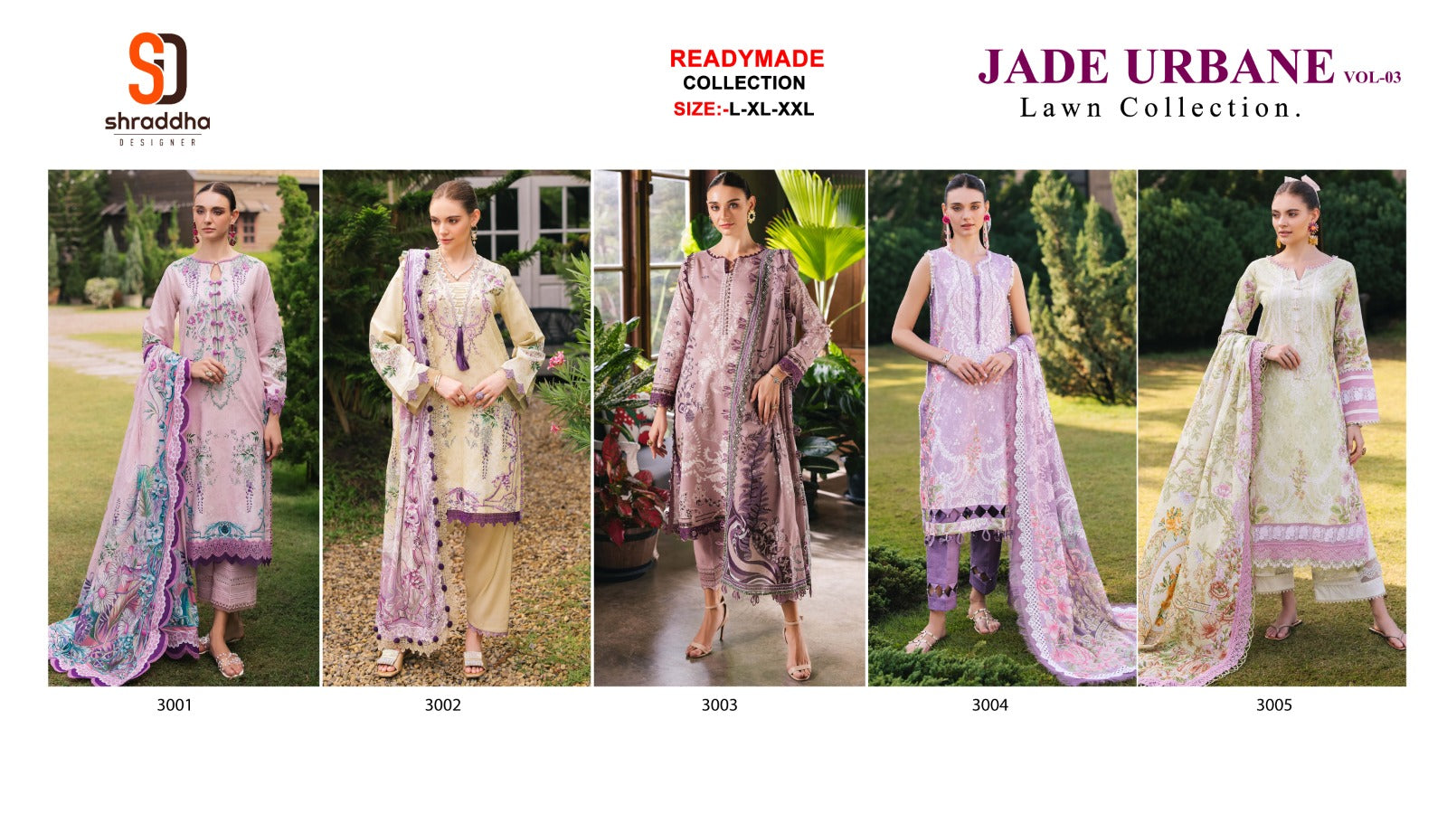 Jade Urbane Vol 3 Lawn Collection Shraddha Designer Lawn Cotton Karachi Readymade Suits Wholesale Rate