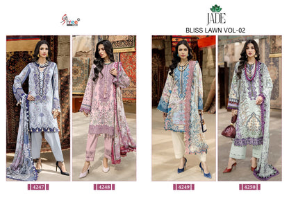 Jade Vol 2 Bliss Lawn Shree Fabs Cotton Pakistani Patch Work Suits Wholesale