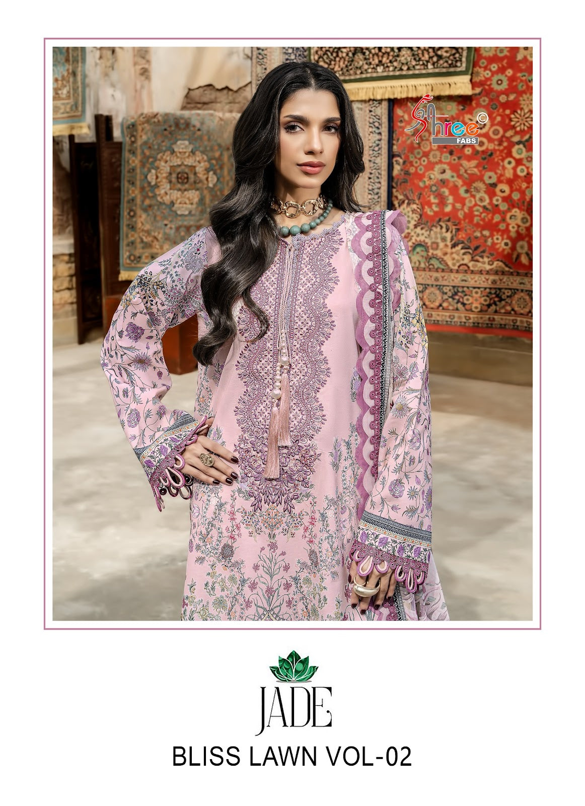 Jade Vol 2 Bliss Lawn Shree Fabs Cotton Pakistani Patch Work Suits Wholesale
