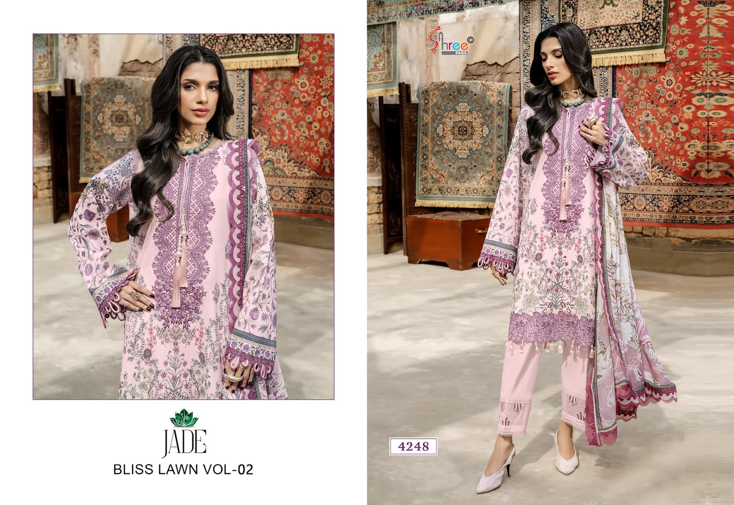 Jade Vol 2 Bliss Lawn Shree Fabs Cotton Pakistani Patch Work Suits Wholesale