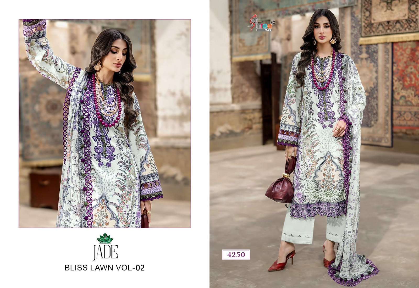 Jade Vol 2 Bliss Lawn Shree Fabs Cotton Pakistani Patch Work Suits Wholesale
