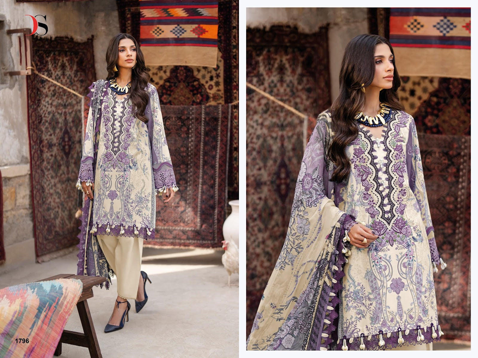 Jade Vol 5 Bliss Lawn Deepsy Cotton Pakistani Patch Work Suits Exporter