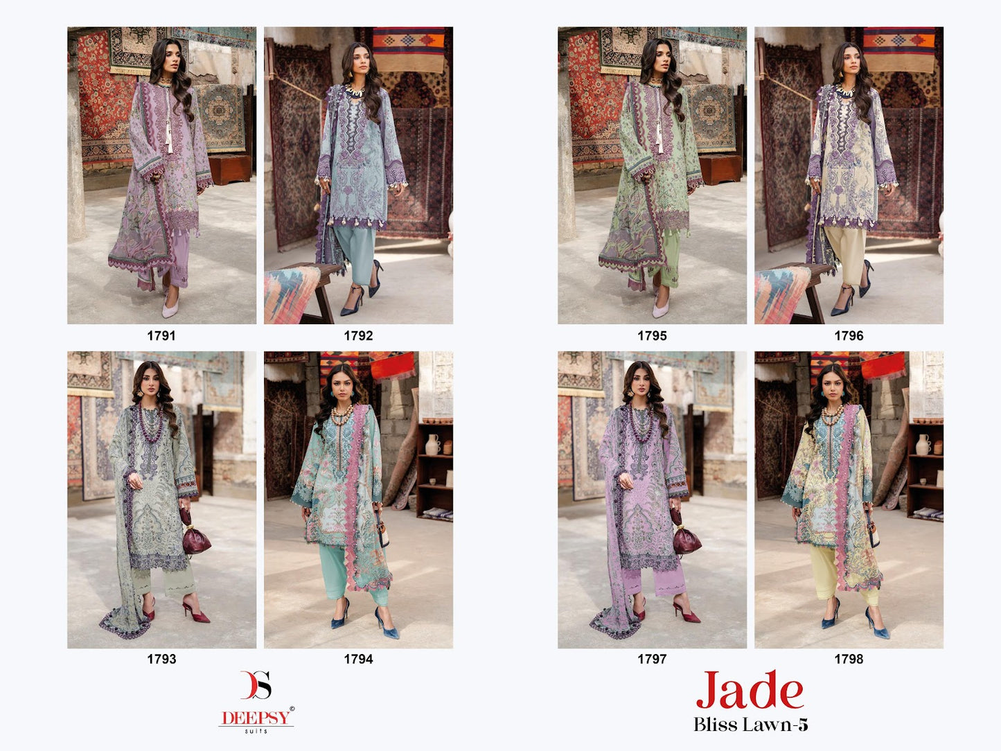 Jade Vol 5 Bliss Lawn Deepsy Cotton Pakistani Patch Work Suits Exporter