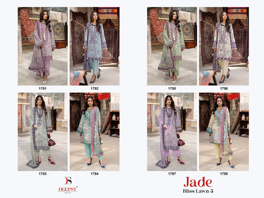 Jade Vol 5 Bliss Lawn Deepsy Cotton Pakistani Patch Work Suits Exporter