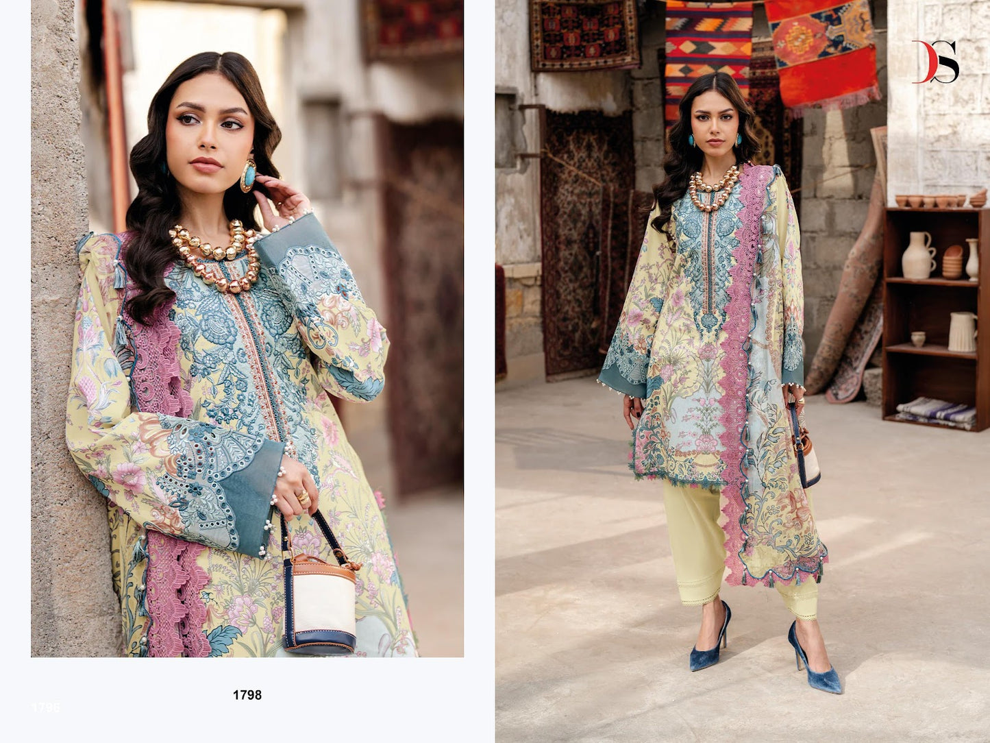 Jade Vol 5 Bliss Lawn Deepsy Cotton Pakistani Patch Work Suits Exporter