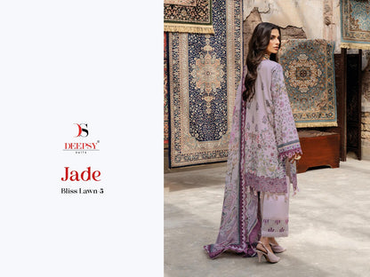Jade Vol 5 Bliss Lawn Deepsy Cotton Pakistani Patch Work Suits Exporter