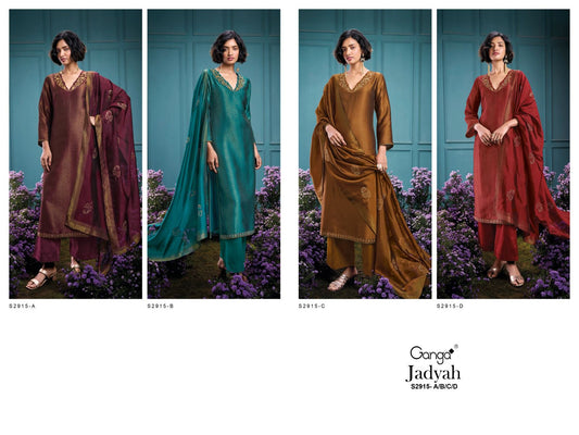 Jadyah 2915 Ganga Silk Jacquard Plazzo Style Suits Wholesaler India