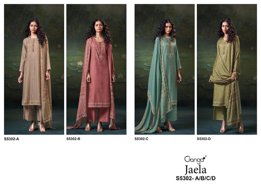 Jaela S5302 Ganga Wool Pashmina Suits Wholesale