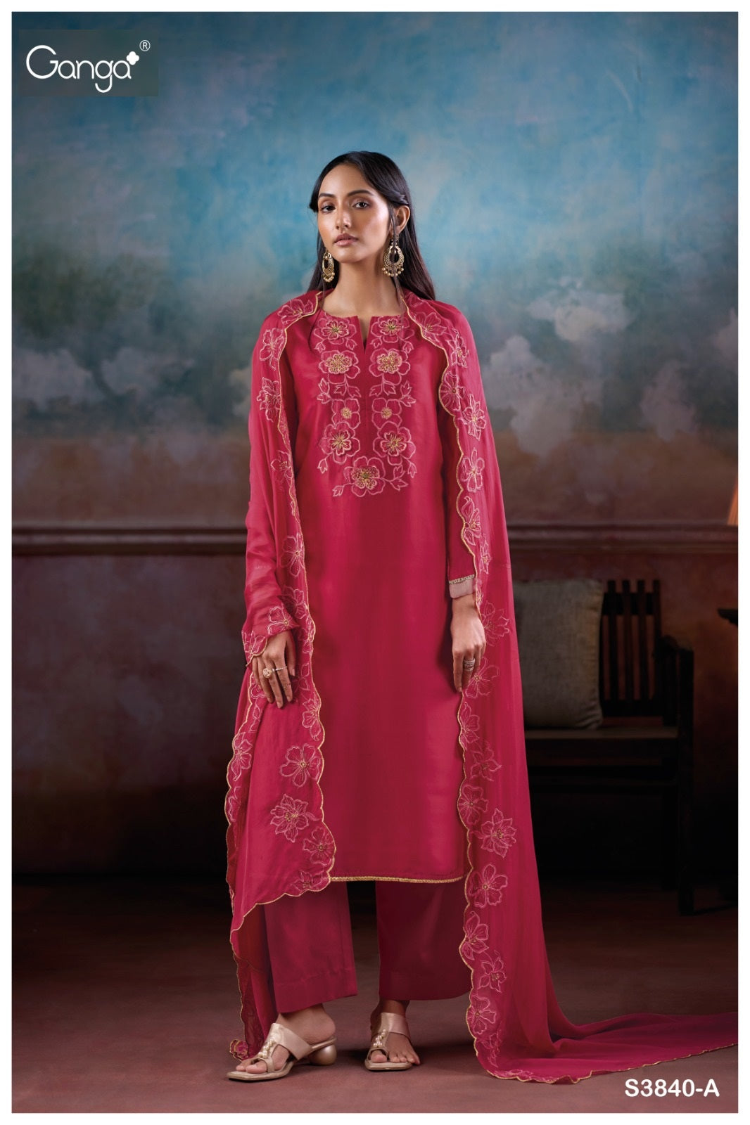 Jaelina 3840 Ganga Bemberg Silk Plazzo Style Suits Exporter