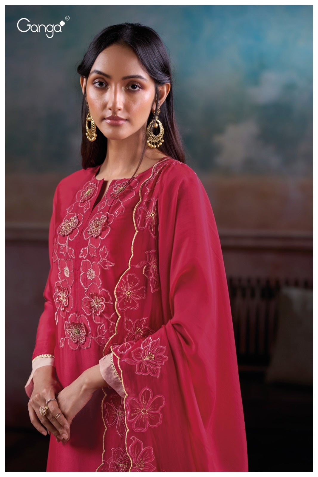 Jaelina 3840 Ganga Bemberg Silk Plazzo Style Suits Exporter