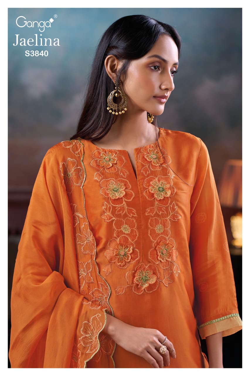 Jaelina 3840 Ganga Bemberg Silk Plazzo Style Suits Exporter