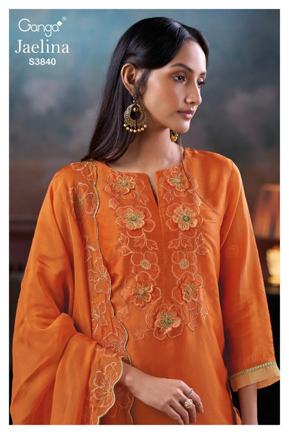Jaelina 3840 Ganga Bemberg Silk Plazzo Style Suits Exporter