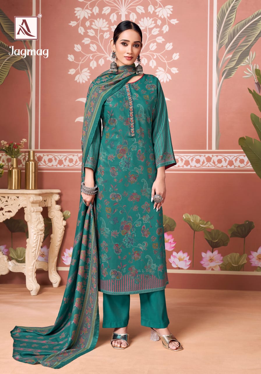 Jagmag Alok Viscose Karachi Pashmina Salwar Suits Wholesale Rate